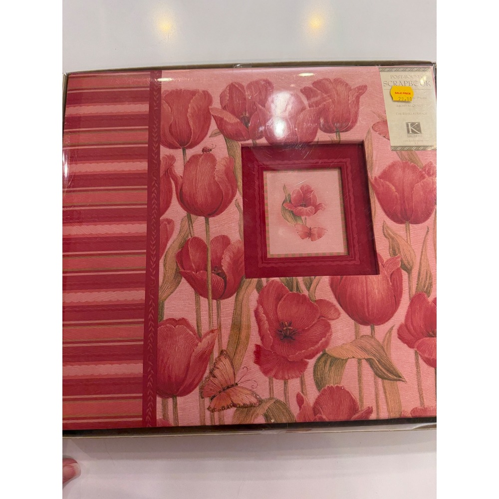 K&Company Post-Bound Scrapbook Red Tulip Butterfly Floral Archival Album